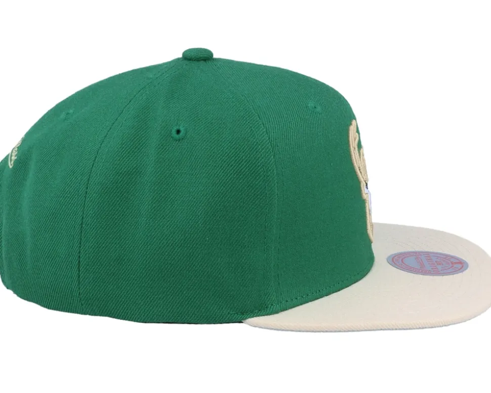 Milwaukee Bucks Team 2 Tone 2.0 Green/Tan Snapback - Mitchell & Ness