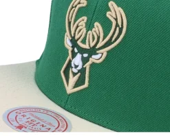 Milwaukee Bucks Team 2 Tone 2.0 Green/Tan Snapback - Mitchell & Ness