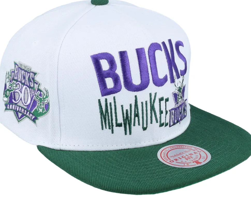 Milwaukee Bucks Toss Up White/Green Snapback - Mitchell & Ness
