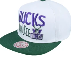 Milwaukee Bucks Toss Up White/Green Snapback - Mitchell & Ness