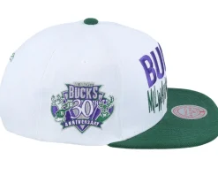Milwaukee Bucks Toss Up White/Green Snapback - Mitchell & Ness