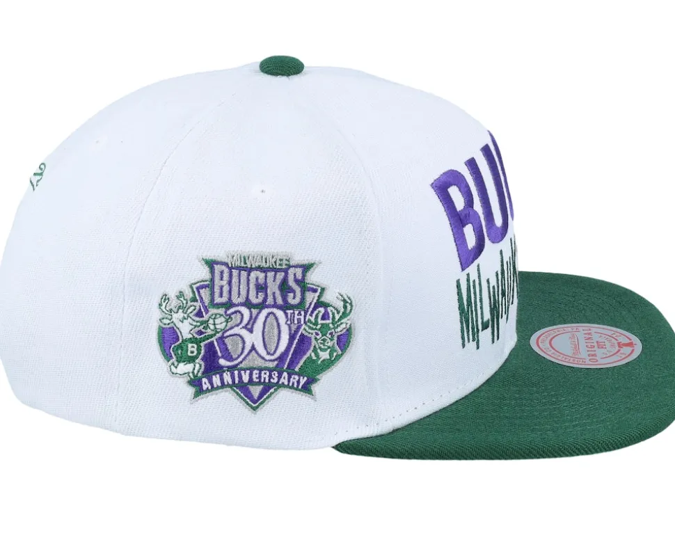 Milwaukee Bucks Toss Up White/Green Snapback - Mitchell & Ness