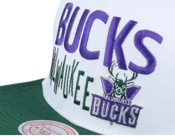 Milwaukee Bucks Toss Up White/Green Snapback - Mitchell & Ness