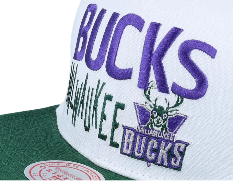 Milwaukee Bucks Toss Up White/Green Snapback - Mitchell & Ness