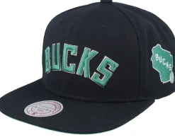 Milwaukee Bucks Triple Play Black Snapback - Mitchell & Ness