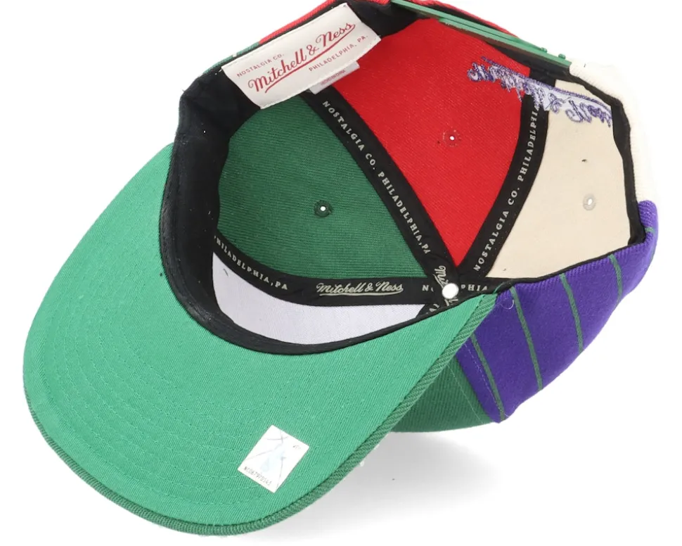 Milwaukee Bucks What The Pinstripe Green/Purple Sanpback - Mitchell & Ness