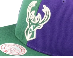 Milwaukee Bucks What The Pinstripe Green/Purple Sanpback - Mitchell & Ness