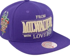 Milwaukee Bucks With Love Hwc Purple Snapback - Mitchell & Ness