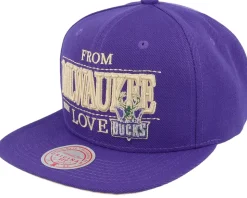 Milwaukee Bucks With Love Hwc Purple Snapback - Mitchell & Ness