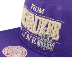 Milwaukee Bucks With Love Hwc Purple Snapback - Mitchell & Ness