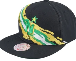 Minnesota North Stars Vintage Paintbrush Black Snapback - Mitchell & Ness