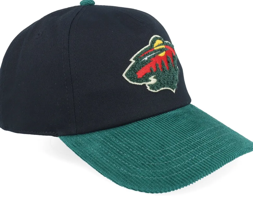 Minnesota Wild Burnett Black/Green Black/Dark Green Corduroy Dad Cap - American Needle