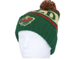 Minnesota Wild Pillow Line Knit Green/Cream/Red Pom - American Needle