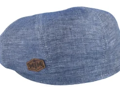 Montreal 41 Linen Blue Flat Cap - MJM Hats