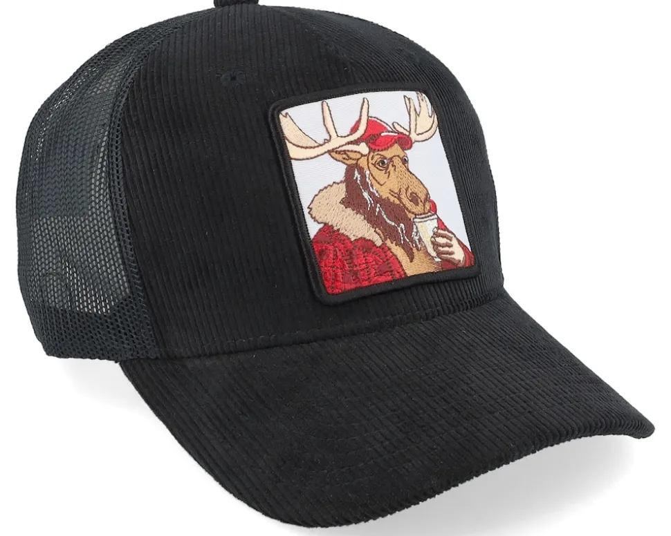 Moose Coffee Cord Black A-frame Trucker - Hunter