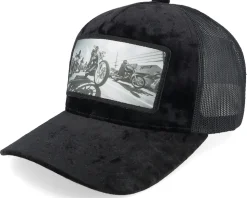 Motorcycle Club Bike Riders Velvet Black A-Frame Trucker - Calza Pennello
