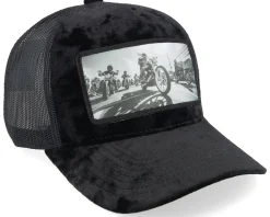 Motorcycle Club Bike Riders Velvet Black A-Frame Trucker - Calza Pennello