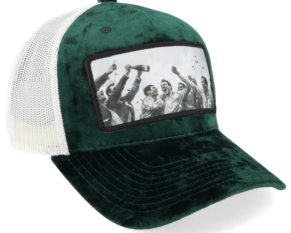 Motorsport Victory Celebration Velvet Green/Ivory A-Frame Trucker - Calza Pennello