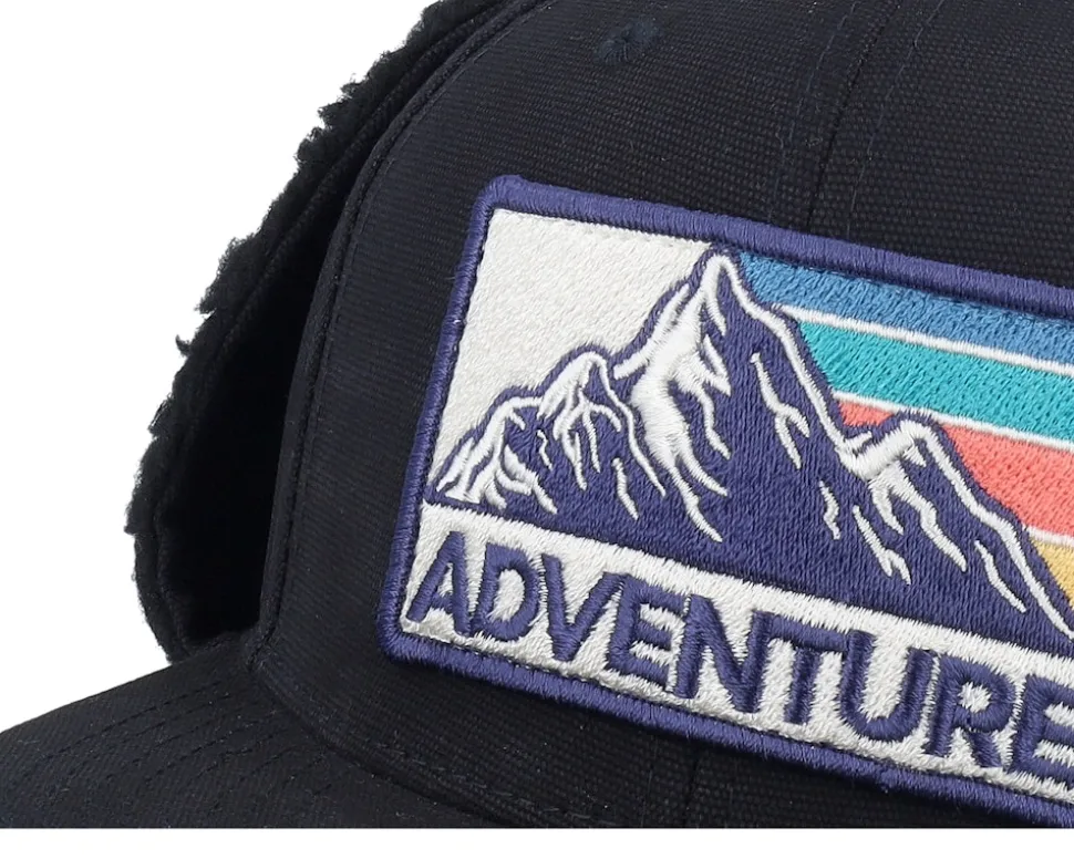 Mountain Adventure Canvas Flatbrim Black Earflap - Wild Spirit