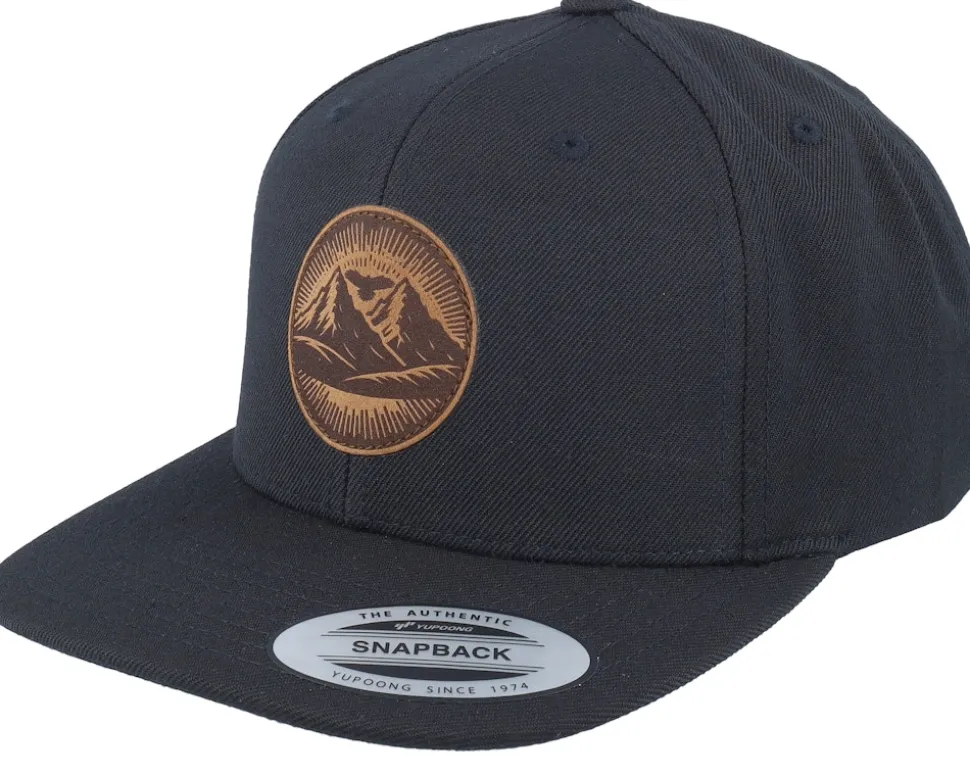 Mountain And Eagle Brown Patch Black Snapback - Wild Spirit