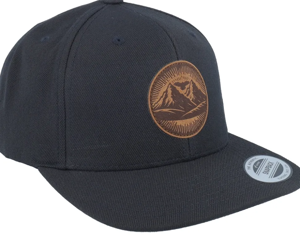 Mountain And Eagle Brown Patch Black Snapback - Wild Spirit