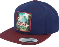 Mountain Forest Logo Box Navy/Maroon Snapback - Wild Spirit