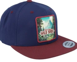Mountain Forest Logo Box Navy/Maroon Snapback - Wild Spirit