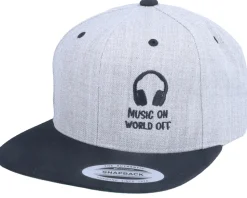 Music On World Off Heather Grey/Black Snapback - Iconic