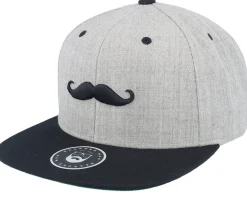 Mustache Logo Grey/Black Snapback - Bearded Man