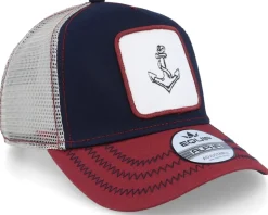 Nautical Anchor Patch Navy/Maroon White Trucker - Iconic