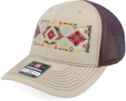 Navajo Rug Pattern 112 Split Khaki/Burgundy Trucker - Iconic