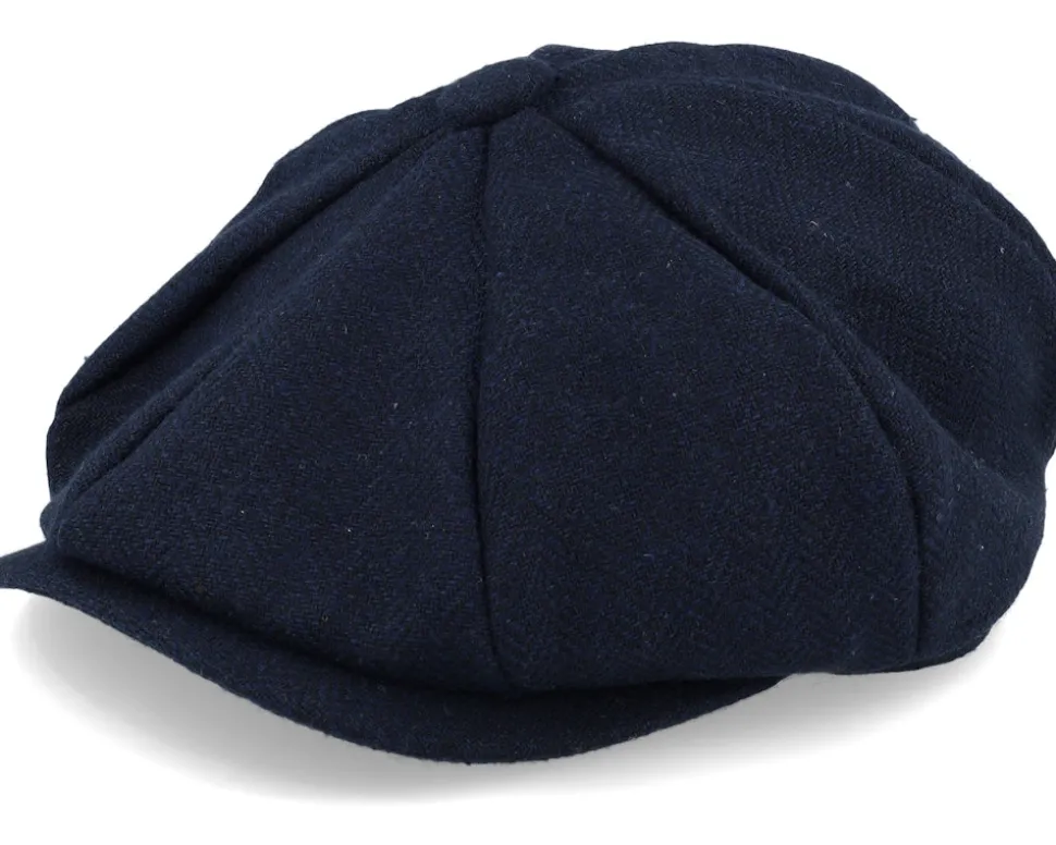 Navy Heringbone Heritage Bakerboy Flat Cap - Beechfield