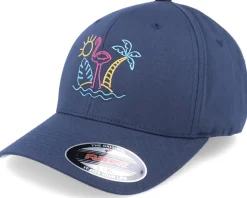 Neon Summer Beach Flamingo Navy Flexfit - Iconic