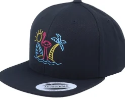 Neon Summer Beach Flamingo Black Snapback - Iconic