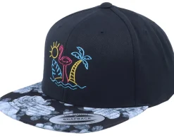 Neon Summer Beach Flamingo Black/Rose Snapback - Iconic