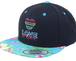 Neon Summer Love Hawaiian Black/Aqua Snapback