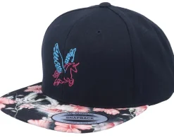 Neon Summer Unicorn Black/Red Floral Snapback - Unicorns