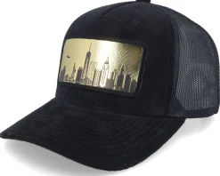 New York Gold Patch Black Cord A-frame Trucker - Iconic