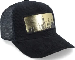 New York Gold Patch Black Cord A-frame Trucker - Iconic