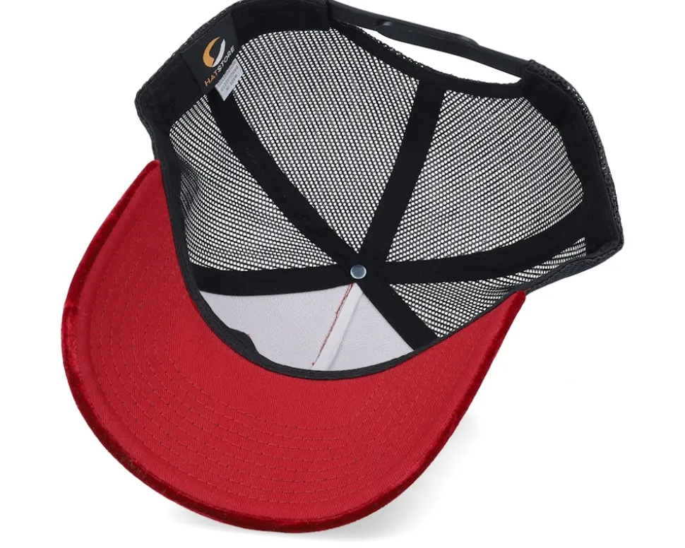 New York Gold Patch Velvet Red/Black A-frame Trucker - Calza Pennello