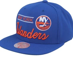New York Islanders Retro Lock Up Blue Snapback - Mitchell & Ness