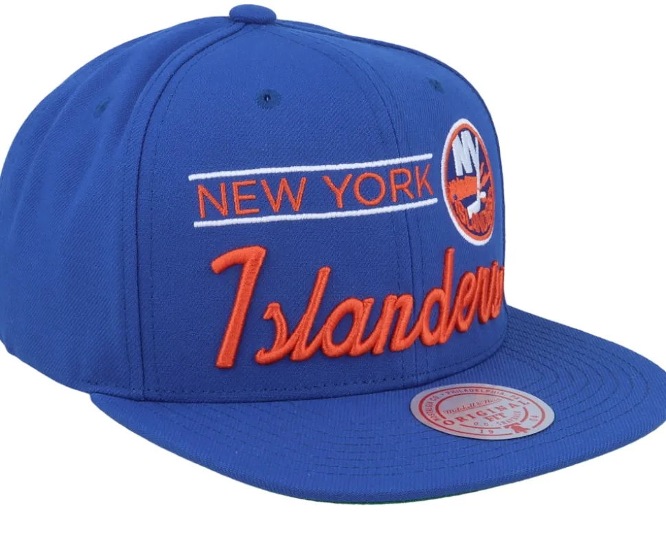 New York Islanders Retro Lock Up Blue Snapback - Mitchell & Ness