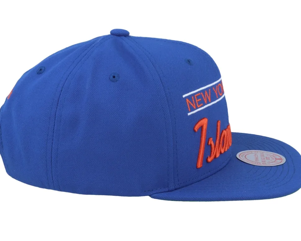New York Islanders Retro Lock Up Blue Snapback - Mitchell & Ness