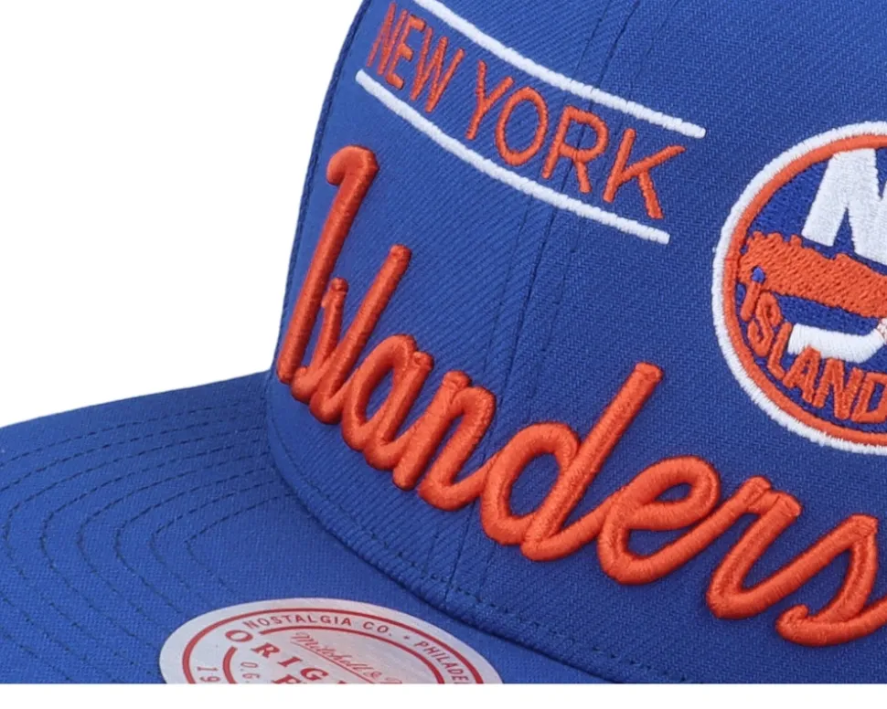 New York Islanders Retro Lock Up Blue Snapback - Mitchell & Ness