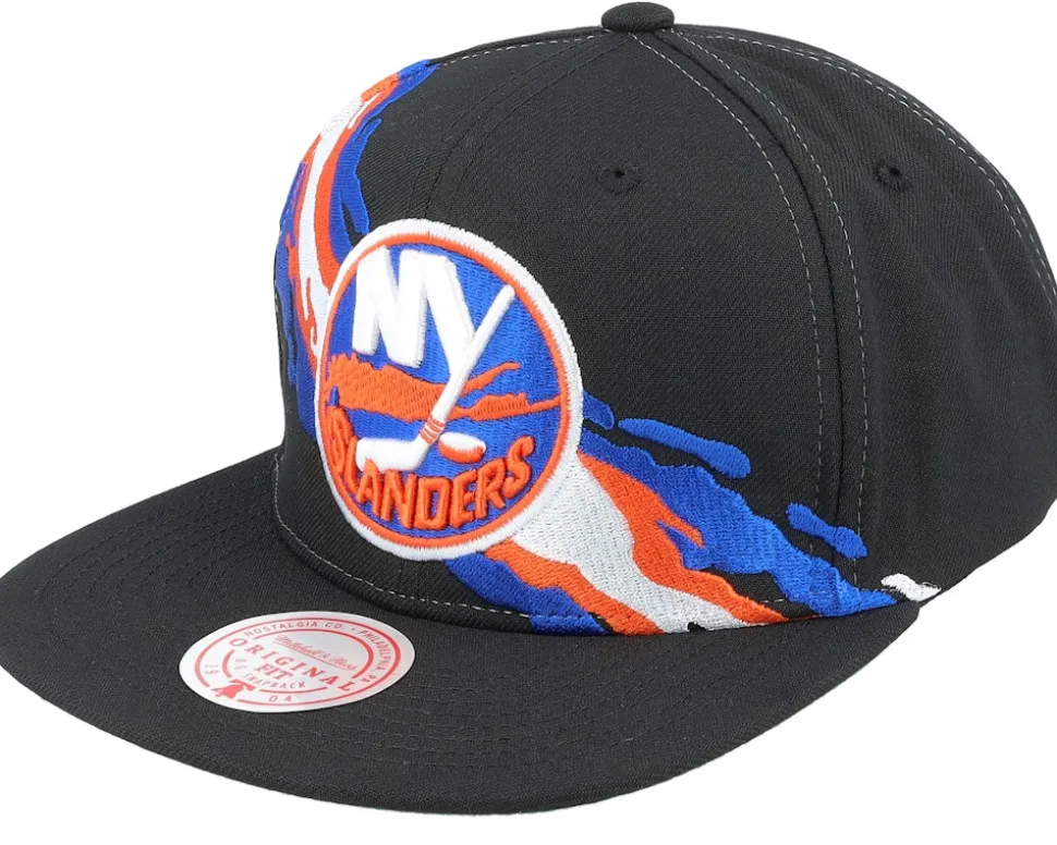 New York Islanders Vintage Paintbrush Black Snapback - Mitchell & Ness