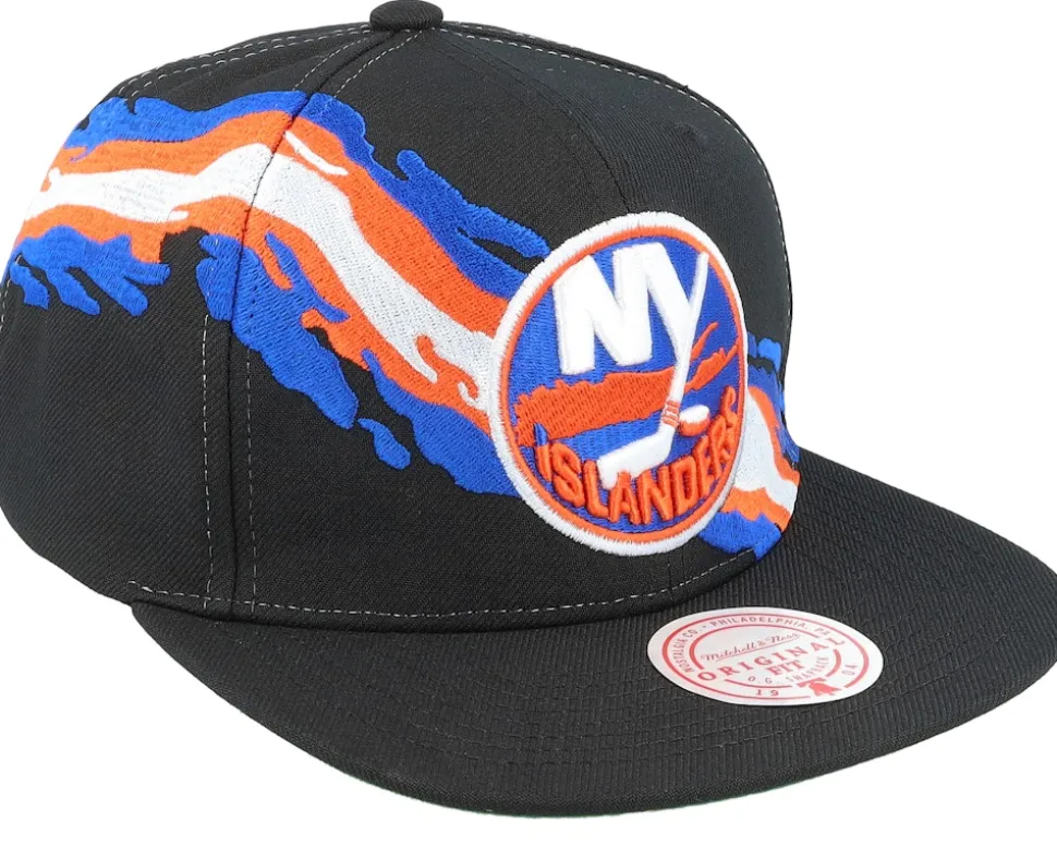 New York Islanders Vintage Paintbrush Black Snapback - Mitchell & Ness