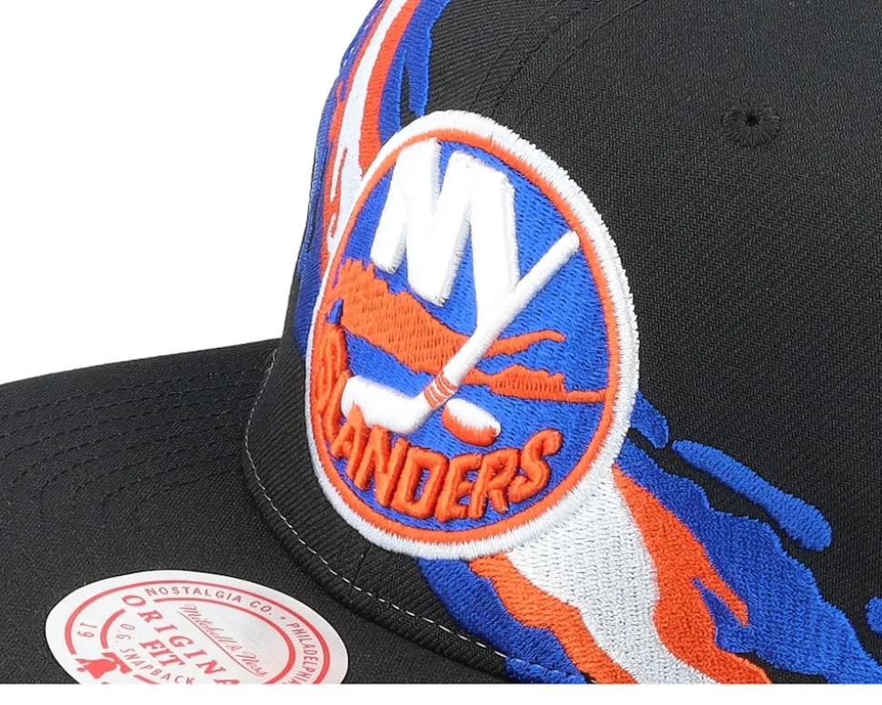 New York Islanders Vintage Paintbrush Black Snapback - Mitchell & Ness