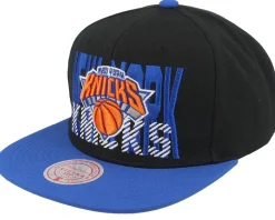 New York Knicks Cross Check Black/Blue Snapback - Mitchell & Ness