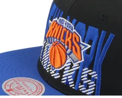 New York Knicks Cross Check Black/Blue Snapback - Mitchell & Ness