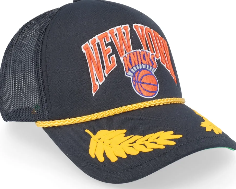 New York Knicks Gold Leaf Hwc Black Trucker - Mitchell & Ness